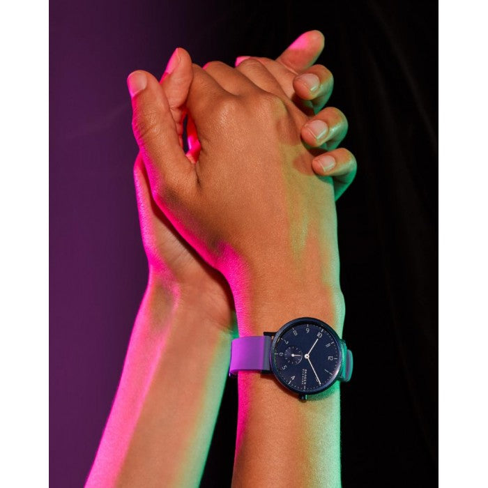 RELOJ ANÁLOGO SKAGEN MUJER MORADO PULSERA SILICONA