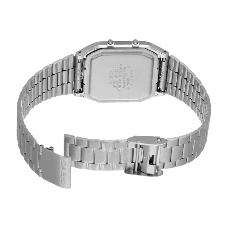 RELOJ CASIO VINTAGE AQ-230A-7DMQ PLATEADO - BLANCO "JANUS" ANA-DIGI