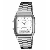 RELOJ CASIO VINTAGE AQ-230A-7DMQ PLATEADO - BLANCO "JANUS" ANA-DIGI