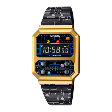 RELOJ CASIO VINTAGE A100WEPC-1BDR "ALIEN" DORADO PACMAN COLECCIÓN
