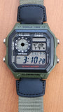 RELOJ CASIO VINTAGE ROYALE AE-1200WHB-3BVDF VERDE NATO