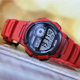 RELOJ CASIO VINTAGE AE-1000W-4AVDF WORLD TIME ROJO