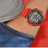 RELOJ CASIO VINTAGE AE-1000W-4AVDF WORLD TIME ROJO