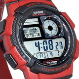 RELOJ CASIO VINTAGE AE-1000W-4AVDF WORLD TIME ROJO