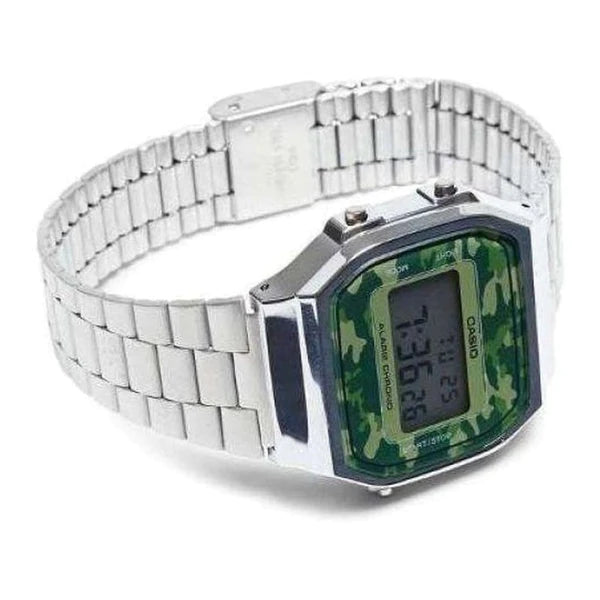 RELOJ CASIO VINTAGE A168WEC 3DF PLATEADO CAMUFLAJE GOODTIME.CL