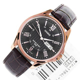 RELOJ CASIO VINTAGE ANÁLOGO MTP-1384L-1A2VDF DORADO ROSÉ ESFERA NEGRA