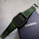 RELOJ CASIO VINTAGE CA-53WF-3BDF CALCULADORA VERDE PANTALLA NEGATIVA