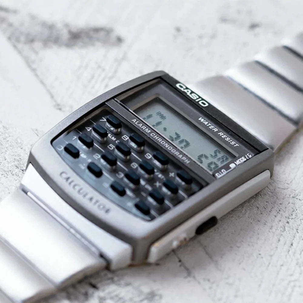RELOJ CALCULADORA CASIO VINTAGE CA 506 1DF GRIS PLATEADO GOODTIME.CL