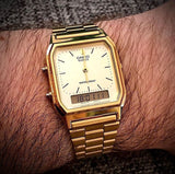 RELOJ CASIO VINTAGE AQ-230GA-9DMQ DORADO "JANUS" ANA-DIGI