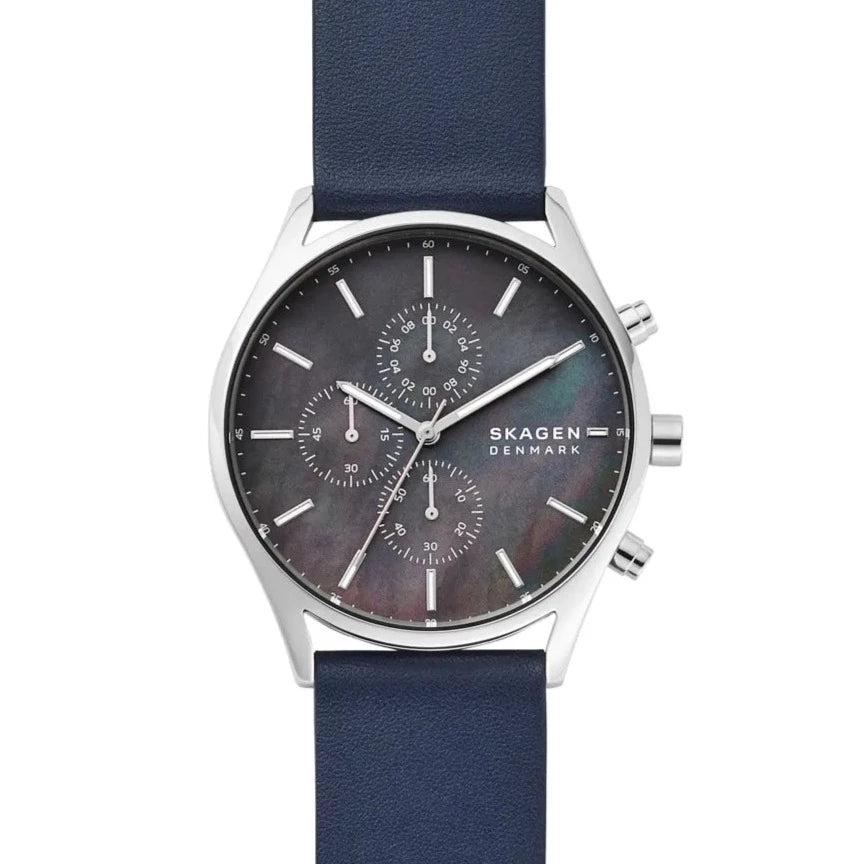 RELOJ SKAGEN HOMBRE SKW6653 ANALOGO NEGRO ACERO CHRONO PULSERA CUERO A GOODTIME.CL