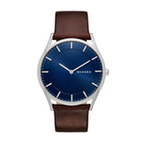 RELOJ SKAGEN UNISEX SKW6237 ANÁLOGO PLATEADO ESFERA AZUL PULSERA CUERO