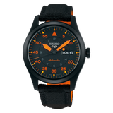 RELOJ SEIKO 5 SPORTS SRPH33K1 AUTOMÁTICO MILITAR NEGRO NARANJA NATO 40MM