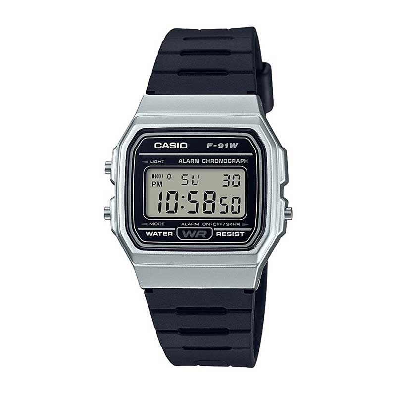 RELOJ CASIO VINTAGE F-91WM-7ADF PLATEADO NEGRO –
