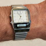 RELOJ CASIO VINTAGE AQ-800E-7ADF ANA-DIGI PLATEADO BLANCO