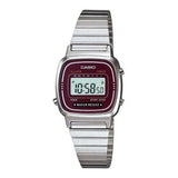 RELOJ CASIO VINTAGE LA670WA-4DF BURDEO PLATEADO