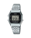 RELOJ CASIO VINTAGE LA680WA-1DF PLATEADO NEGRO MUJER. TAMAÑO MINI