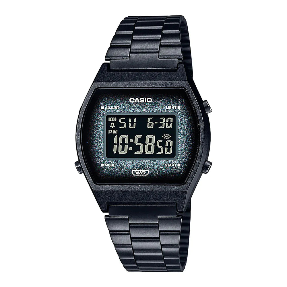 RELOJ CASIO VINTAGE B640WBG 1BDF NEGRO GLITTER PANTALLA NEGATIVA GOODTIME.CL