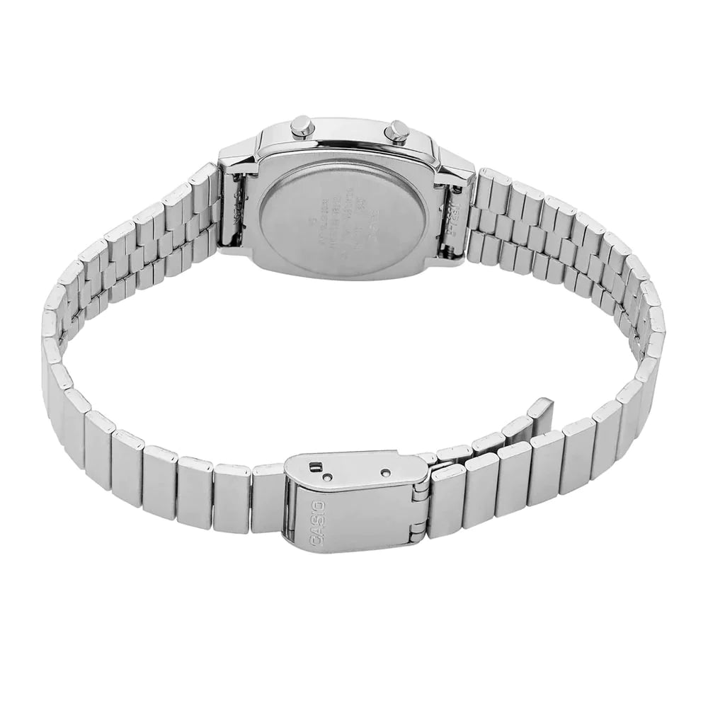 RELOJ CASIO VINTAGE LA670WA 1DF PLATEADO NEGRO GOODTIME.CL