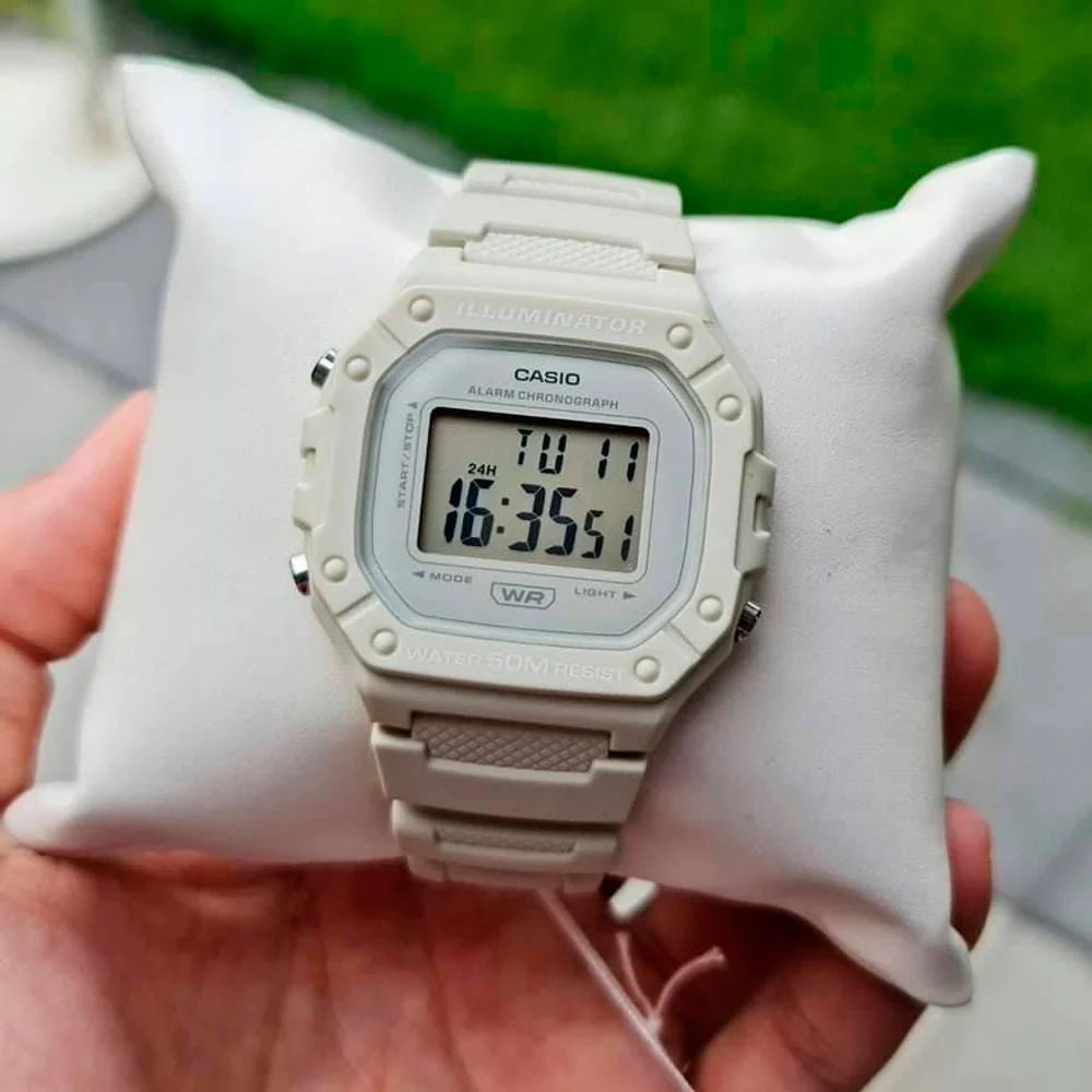 RELOJ CASIO VINTAGE W 218HC 8AVDF BLANCO ILLUMINATOR GOODTIME.CL
