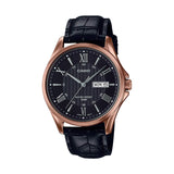 RELOJ CASIO VINTAGE ANÁLOGO MTP-1384L-1A2VDF DORADO ROSÉ ESFERA NEGRA