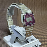 RELOJ CASIO VINTAGE LA670WA-4DF BURDEO PLATEADO