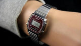 RELOJ CASIO VINTAGE LA670WA-4DF BURDEO PLATEADO